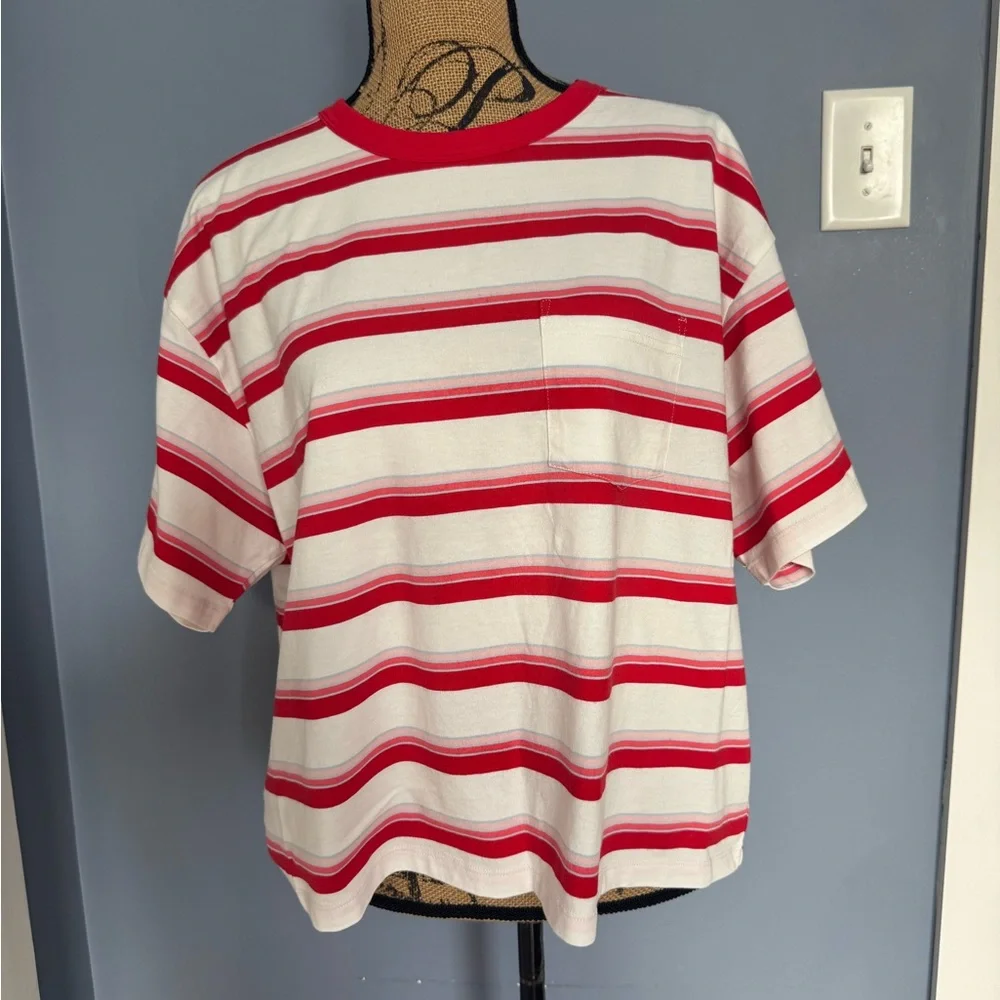 XiRENA Vibrant Red and White Striped Shirt - Picture 1 of 6
